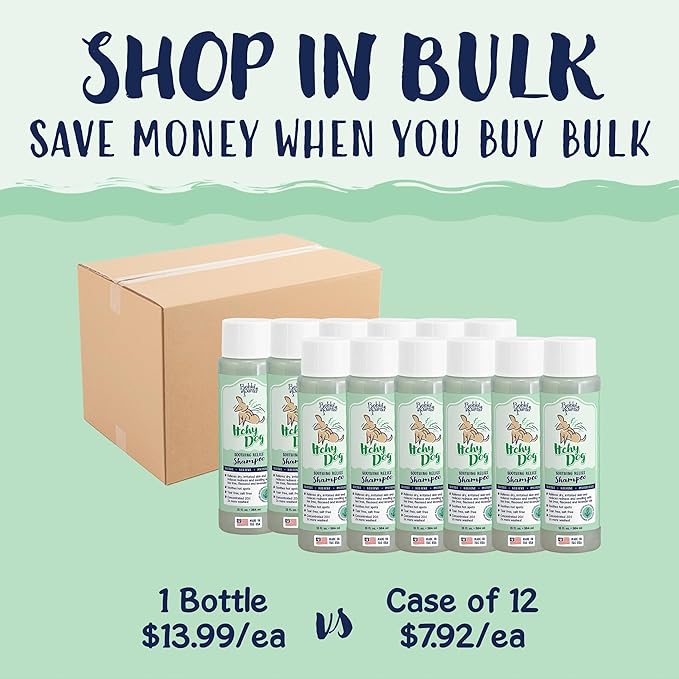 Bobbi Panter Itchy Dog Shampoo for Soothing Skin Relief, Naturally Derived Ingredients, Tear-Free, Salt-Free, Paraben-Free, pH-Balanced, 20:1 Concentrated Formula, Green Apple Scent, 13 Oz.