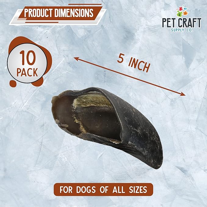 Pet Craft Supply ALL Natural Healthy Buffalo Hooves Bones Dog Chews Treats for Aggressive Chewers Long Lasting Rawhide Free Made in USA Premium Slow Roasted for Puppies Small Medium Large Dogs 10 Pack