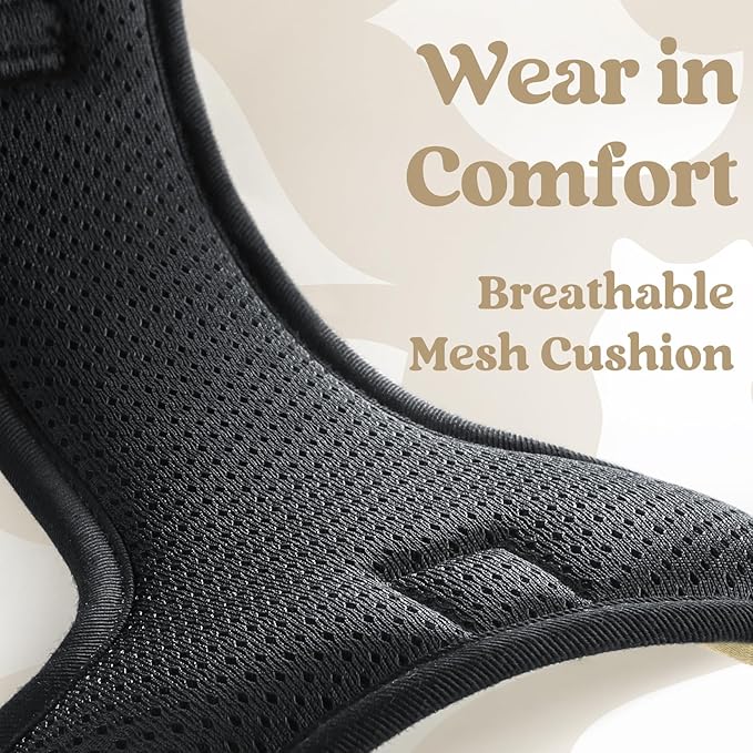 rabbitgoo Dog Harness for Large, No Pull Pet Harness with 3 Buckles, Adjustable Soft Padded Dog Vest with Instant Control Handle, Easy Walking Reflective Pet Vest for Large Dogs, Beige, L