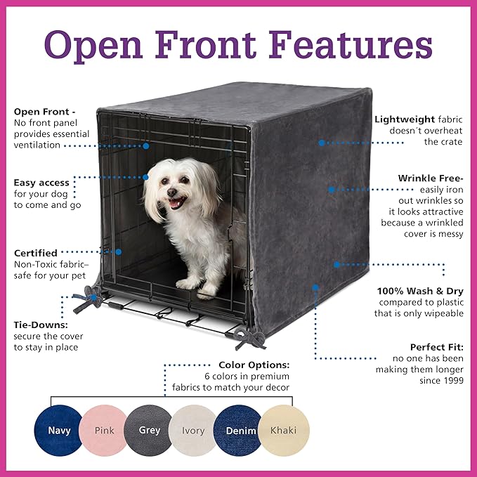 Pet Dreams Dog Crate Cover & Mat- Breathable Non-Toxic Kennel Topper for Single-Door Crates, Fits iCrate Dog Cages 18, 24, 30, 36, 42, 48 Inches (Ivory, Large, 36“)