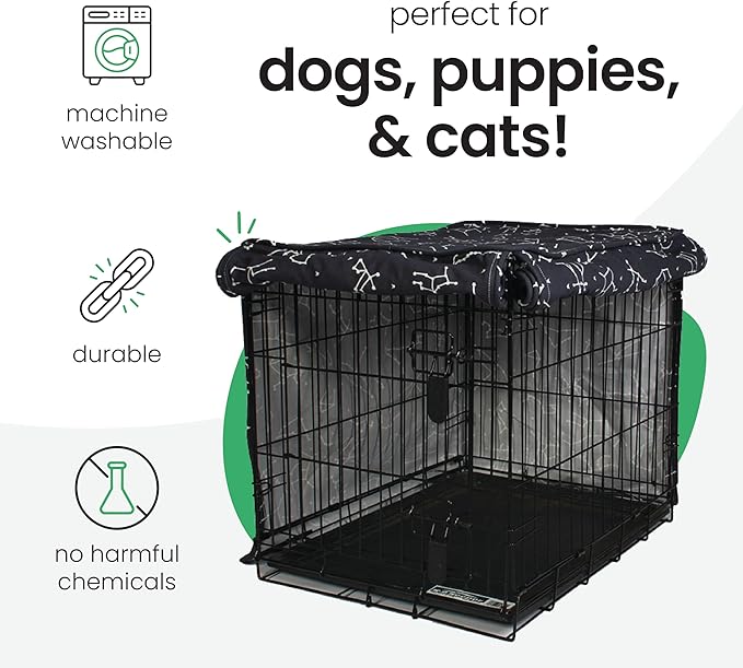 Molly Mutt Rocketman Dog Crate Cover, 100% Cotton Canvas Cover with 2 Roll-Up Panels, Ideal for Dog or Cat Crate, Durable, Washable, and Free of Harmful Chemicals, 36" x 23" x 25"