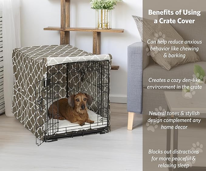 MidWest Homes for Pets Dog Crate Cover, Privacy Dog Crate Cover Fits Midwest Dog Crates, Crate Cover Only; Machine Wash & Dry; Brown Geo Print; 30 inch