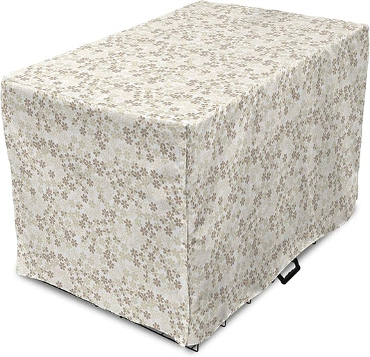 Ambesonne Flower Dog Crate Cover, Flowers Bouquet Blossoms Ornamental Simplistic Monochromic Summer Art, Easy to Use Pet Kennel Cover for Medium Large Dogs, 36 Inch, Beige Umber