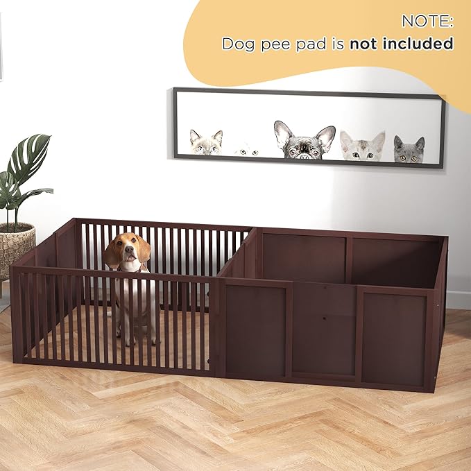 PawHut Whelping Box for Dogs Built for Mother's Comfort, Dog Whelping Pen with Removable Doors, Puppy Playpen for Indoors, Newborn Puppy Supplies & Essentials, 81" x 39" x 20", Coffee