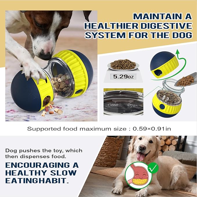 Dog Interactive Toys Indestructible Puppy Toy Adjustable Food Dispensing Treat Dispenser Dogs Puzzles Feeder Slow Feeding for Large/Medium/Small Aggressive Chewers Breed Pet Gift