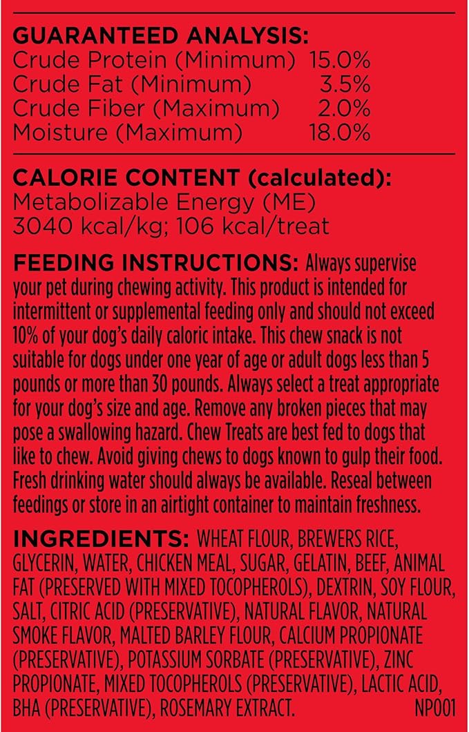 Milk-Bone Mini Comfort Chews, Rawhide Free Dog Treats with Unique Chewy Texture and Real Beef, 6 Mini Chews (Pack of 5)