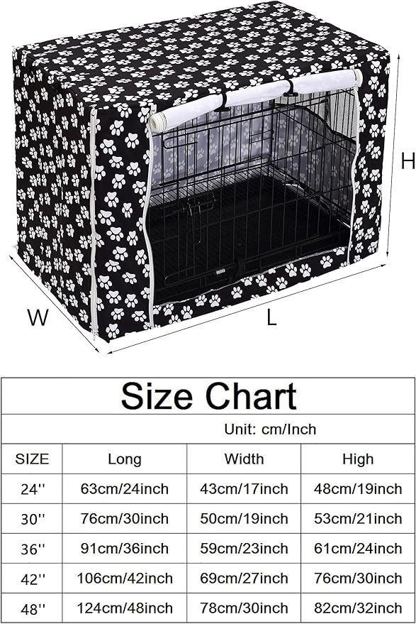 Pethiy Dog Crate Cover Durable Polyester Pet Kennel Cover Universal Fit for Wire Dog Crate - Fits Most 48 inch Dog Crates - Cover only-Black-48