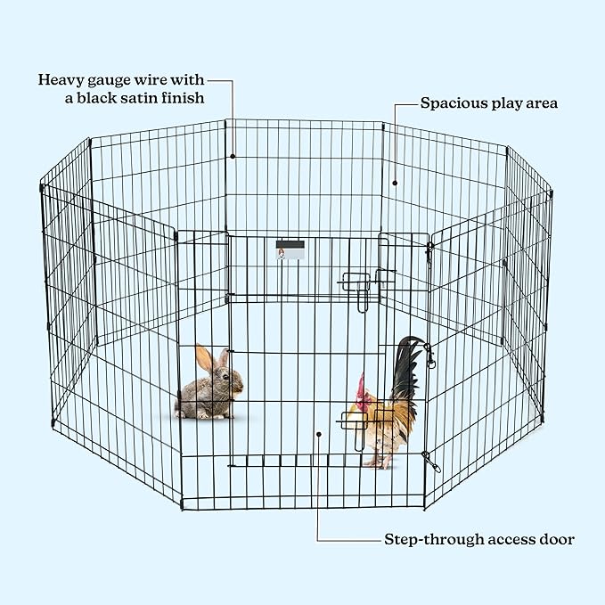 Dog Playpen - Foldable Metal Exercise Puppy Play Pen with 8 24x30in Panels - Indoor/Outdoor Pen with Door for Dogs, Cats or Small Animals by PETMAKER