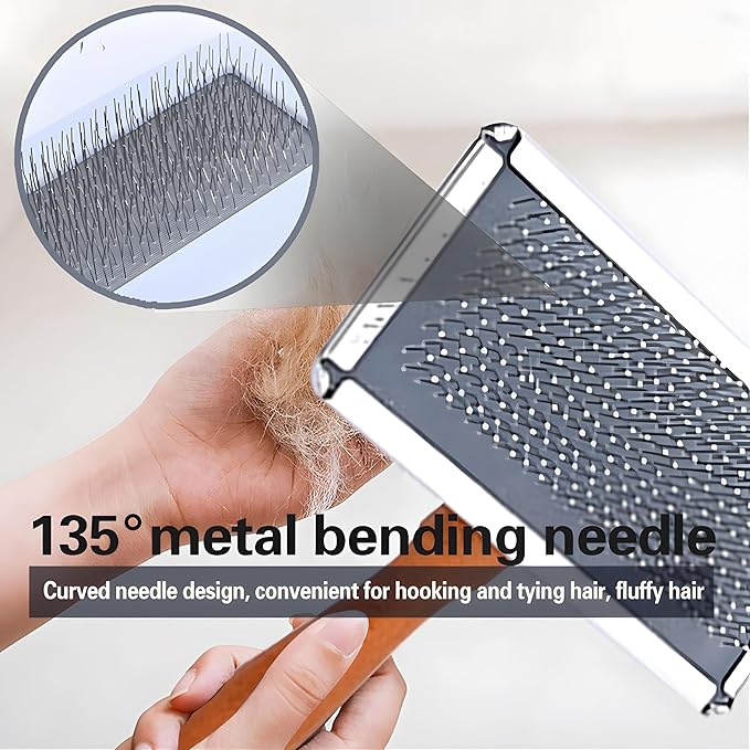 5 Pack Dog Slicker Brush,Wooden Handle Grooming Brush for Shedding & Grooming Short Long Haired Pets,Removes Loose Fur, Undercoat, Tangled for Sensitive Skin of Cats,Easy to Cleaning