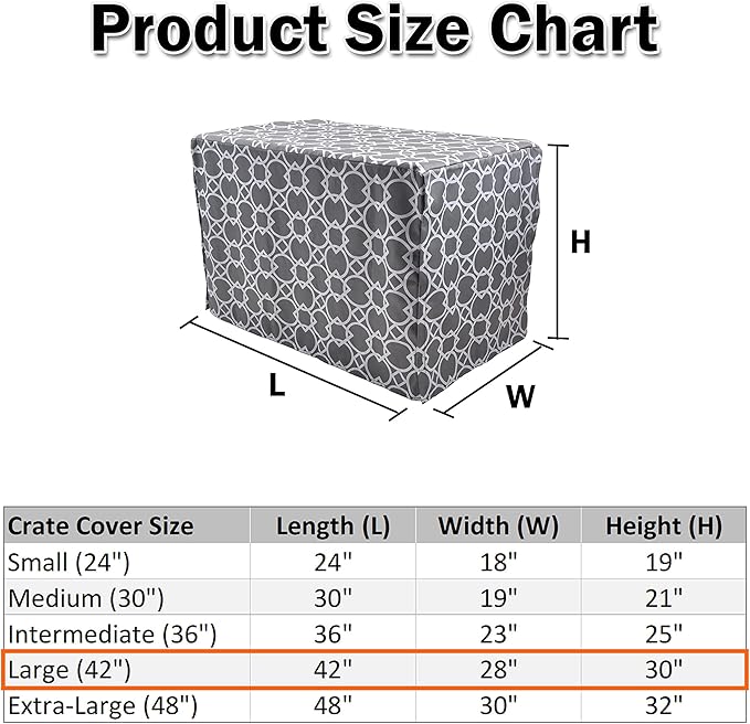 Dog Crate Cover 42 Inch | Pet Kennel Cover Fits Most Standard 1 to 3-Door Wire Dog Crates | Liquid Repel, Wrinkle Less, Machine Wash & Dry | Stylish Fabric Pattern for Home Decor