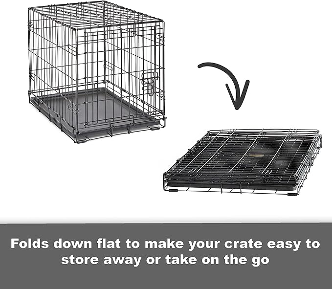New World Newly Enhanced Double Door New World Dog Crate, Includes Leak-Proof Pan, Floor Protecting Feet, & New Patented Features, 48 Inch