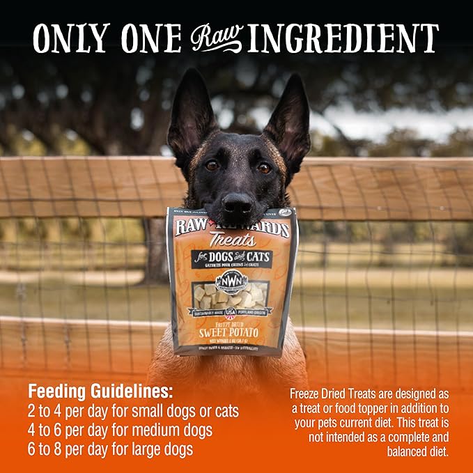 Northwest Naturals Raw Rewards Freeze-Dried Sweet Potato Treats for Dogs and Cats - Bite-Sized Pieces - Healthy, 1 Ingredient, Human Grade Pet Food, All Natural - 2 Oz (Pack of 3)