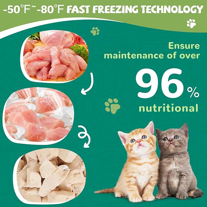 Freeze Dried Cat Treats, Raw Chicken Food for Dogs Cats, Single Ingredient, High Protein Natural Healthy Topper, 3.8 oz