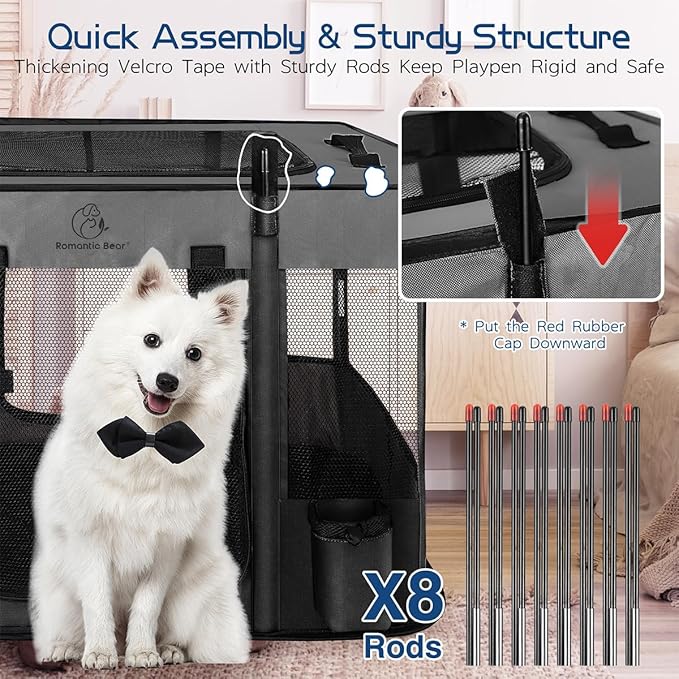 Dog Playpen,Pet Playpen,Foldable Puppy Cat Playpen,Portable Exercise Kennel Tent Crate,Water-Resistant Breathable Shade Cover,Indoor Outdoor Travel Camping Use for Small Animals with Carrying Case(M)