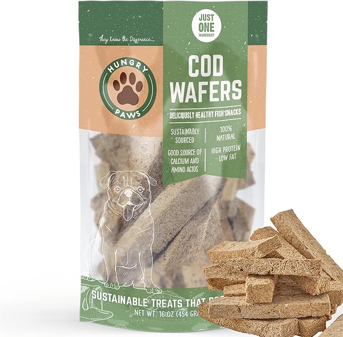Cod Fish Wafer Single Ingredient Dog Treat - The Perfect Single Ingredient Omega-3 Rich Snack Dog Food for a Healthy and Active Lifestyle