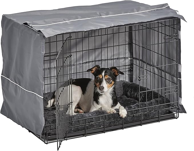 New World Dog Crate Comfort Kit by, Matching Dog Crate Cover & Dog Bed to Make Your Dogs Crate Their Home, Compatible with MidWest Homes for Pets & New World Dog Crates, Fits 30-Inch Dog Crate, Gray