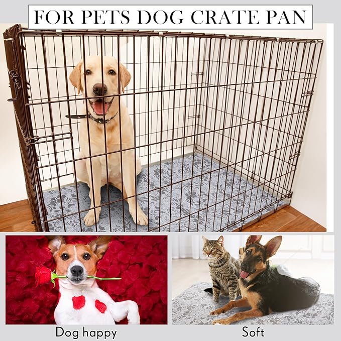 Dog Crate Pan Cover Dog Bed Cover Washable Dog Crate Liner for Pets Dog Crate Tray, Pan Cover Only, Fit for 48 x 30 Inch (Hemp Flower)