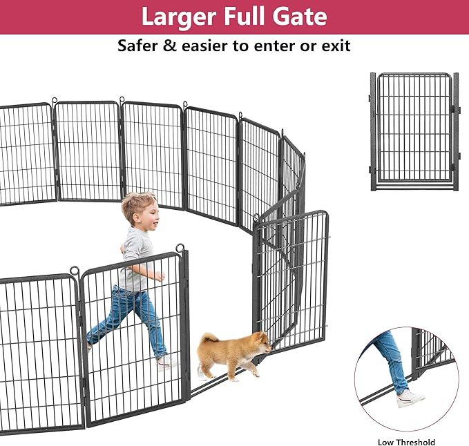 Dog Playpen with Extra Large Door Dog Fence Outdoor for Yard Indoor Dog Pen 32inch 34 Panels Dog Pens Outside Anti-Rust Pet Fence Portable Dog Fence for RV Camping Yard