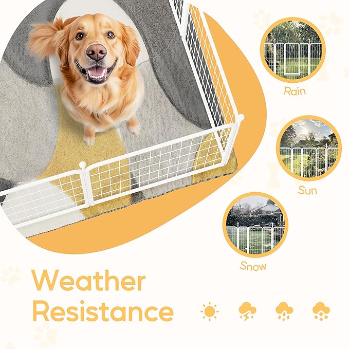 Dog Playpen 32 Inch 8 Panels, Heavy Duty Metal Pet Playpen Indoor Outdoor for Camping, Yard, RV, Garden Fence, Privacy Patio, White