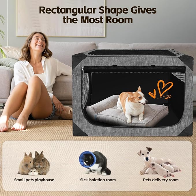 Dog Crate 30x21x21 Inch for Large or Medium Dogs, Portable and Foldable Design Perfect for Travel or Home Use, Dog Kennel with 3-Door (Deep Grey, 30 * 30 * 21)