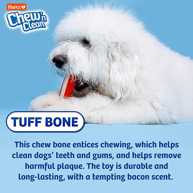 Hartz Chew 'N Clean Tuff Bone Bacon Scented Dental Dog Chew Toy - Extra Large
