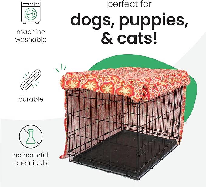 Molly Mutt Papillon Dog Crate Cover, 100% Cotton Canvas Cover with 2 Roll-Up Panels, Ideal for Dog or Cat Crate, Durable, Washable, and Free of Harmful Chemicals, 36" x 24" x 27"