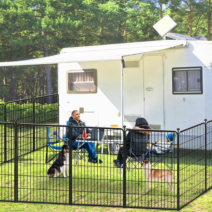 Dog Playpen Outdoor 40 inch 16 Panels Indoor Dog Pen for Large/Medium/Small Dogs Rustproof Metal Dog Fence Outdoor for Yard, Puppy Playpen with Door Portable Pet Fence for RV Camping Yard