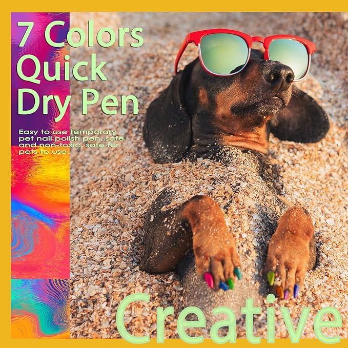 Dog Nail Polish Pen - Quick Dry, Non-Toxic | Pink, Red, Purple, Blue | Dog Nail Polish Pen (7 Color)