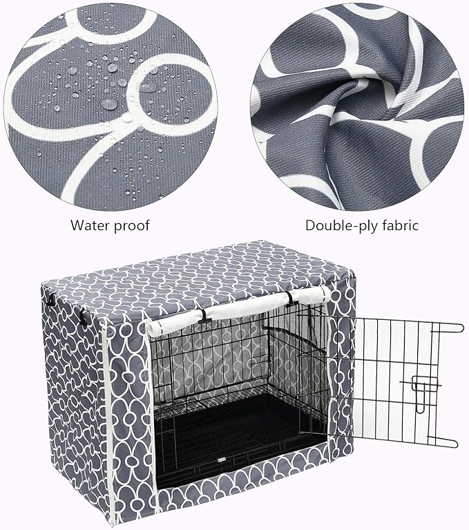 Pethiy Dog Crate Cover Durable Polyester Pet Kennel Cover Universal Fit for Wire Dog Crate - Fits Most 42 inch Dog Crates - Cover only