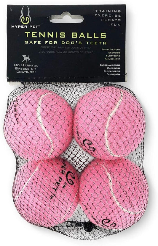 Hyper Pet Tennis Balls for Dogs (Pet Safe Dog Tennis Ball for Exercise and Training, Interactive Toys work with Hyper Pet K9 Kannon K2 Launcher - 4 Pack 2.5" Pink