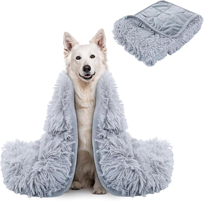 BALAPET Fluffy Weighted Blanket for Dogs, 7 Layers Soft Faux Fur Blanket for Pets Separation Anxiety,Relaxation and Calming,Perfect for Thunderstorm Firework Car Travel and Camping,Machine Washable(S)