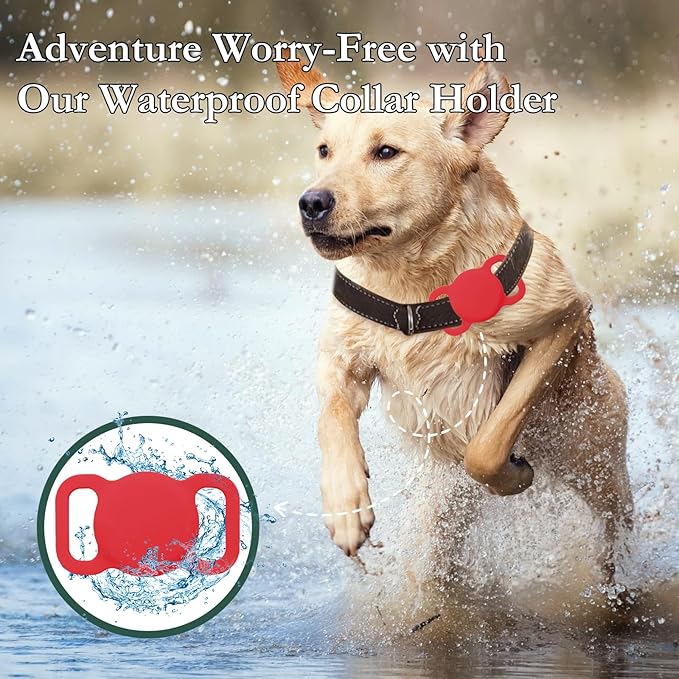 Pet Tracker for Dogs and Cats, Smart Location Tracker, MFi Certificated Tracking Device, Waterproof Bluetooth, No Monthly Fee, Works with Find My, Not GPS Tracker (iOS Only) (Red)