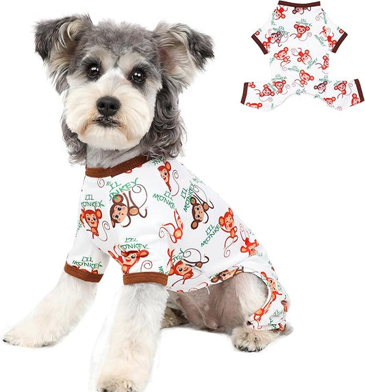 Dog Pajamas Spring Summer Dog Clothes for Small Medium Dogs Girl Boy Cute Soft Puppy Pjs Clothes Doggie Onesies Cat Pet Jammies Outfit (Brown,XS)