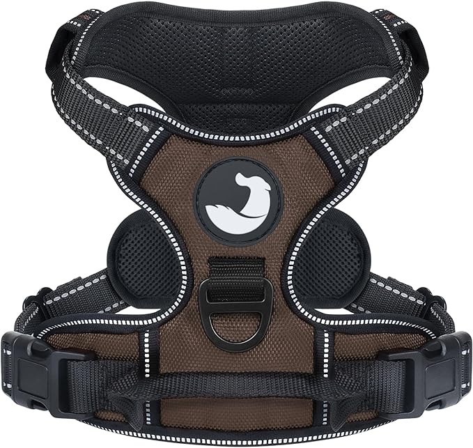 Joytale No Pull Dog Harness for Extra Large Dogs, Reflective Pet Vest with Front Clip, Adjustable Soft Padded Harnesses with Easy Control Handle for Training and Walking, Brown, XL