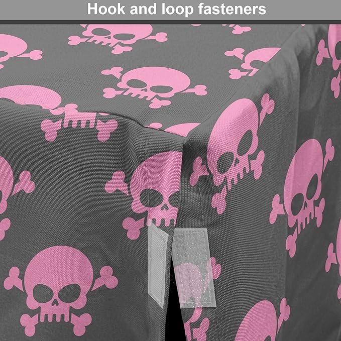 Lunarable Skull Dog Crate Cover, Vivid Pirate on Pale Background Head of a Skeleton and Bones Halloween Themed, Easy to Use Pet Kennel Cover for Small Dogs Puppies Kittens, 22 Inch, Pink Taupe