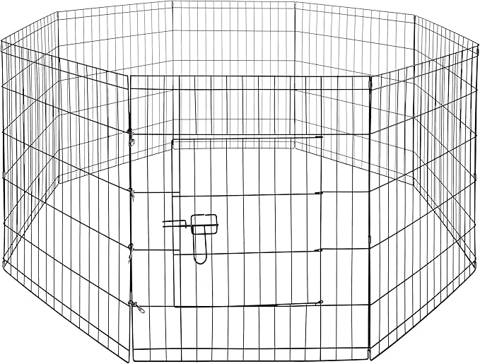 BalanceFrom Foldable Metal Exercise Pet Play Pen with Door for Dogs, 24-inch and 30-inch Tall