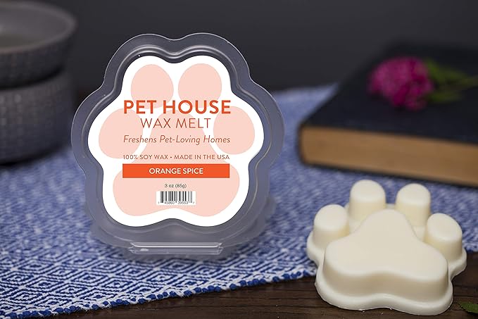 One Fur All Pet House Wax Melts - Orange Spice, Pack of 2 - Long-Lasting Scented, Natural Wax Melts for Pet Odor Elimination