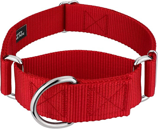 Country Brook Petz 1 1/2 Inch Martingale Heavy Duty Nylon Adjustable Dog Collar for Small, Medium, Large Breeds - Vibrant 17 Color Selection (Red, Extra Large)