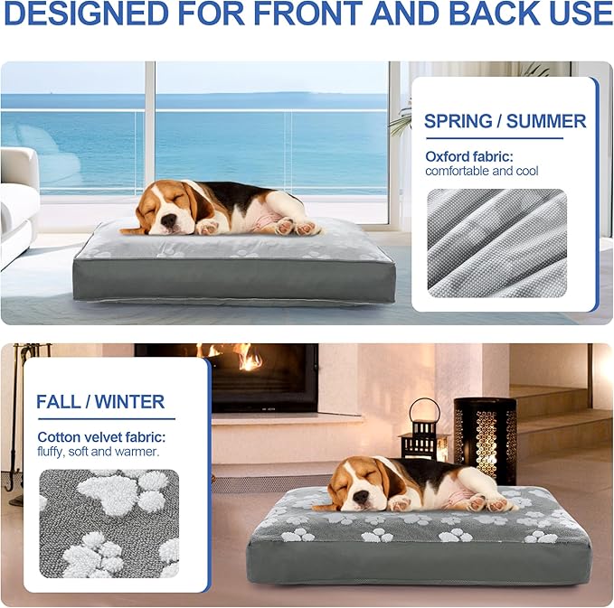 BALAPET Dog Bed Covers,Waterproof Dog Bed Cover Pet Bed Cover with Lovely Dog Paw Print and Double-Sided Usable Design,Replacement Machine Washable Pet Hair Easy to Remove,Cover Only(Gray,36*23*3.5in)