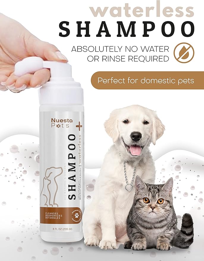 Pets Waterless No-Rinse Pet Shampoo | Soothing Hypoallergenic Gentle | time-Saving Stress-Free foaming Cleanser (1 8 fl oz Bottle Unscented)