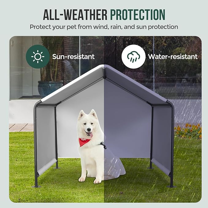 Dog Shade Shelter Outdoor Dog House with Upgraded Door Weatherproof Dog Tent for Large Medium Small Dogs, Cats, Small Animals