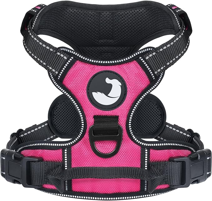 Joytale No Pull Dog Harness for Extra Large Dogs, Reflective Pet Vest with Front Clip, Adjustable Soft Padded Harnesses with Easy Control Handle for Training and Walking, Hot Pink, XL