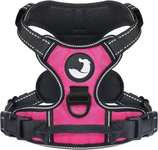 Joytale No Pull Dog Harness for Extra Large Dogs, Reflective Pet Vest with Front Clip, Adjustable Soft Padded Harnesses with Easy Control Handle for Training and Walking, Hot Pink, XL