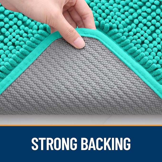 OLANLY Dog Door Mat for Muddy Paws 47x24, Absorbs Moisture and Dirt, Absorbent Non-Slip Washable Mat, Quick Dry Chenille, Mud Mat for Dogs, Entry Indoor Door Mat for Inside Floor, Teal