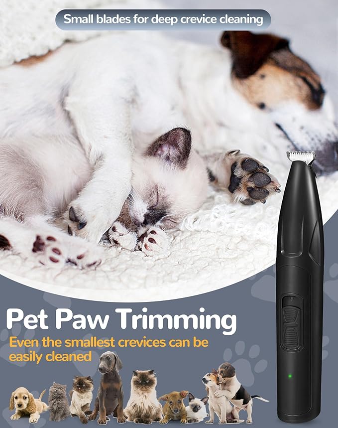 LEYOUFU Dog Clippers for Grooming, 2 Speed Low Noise Cordless Dog Paw Trimmer, Rechargeable Small Pet Hair Trimmer for Grooming, Cat Hair Clippers Shaver for Paws, Eyes, Ears, Face, Rump (Black)