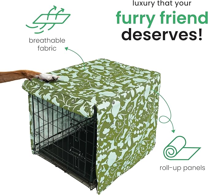 Molly Mutt Amarillo by Morning Dog Crate Cover, 100% Cotton Canvas Cover with 2 Roll-Up Panels, Ideal for Dog or Cat Crate, Durable, Washable, and Free of Harmful Chemicals, 42" x 28" x 31"
