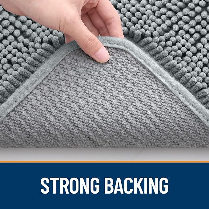 OLANLY Dog Door Mat for Muddy Paws 47x32, Absorbs Moisture and Dirt, Absorbent Non-Slip Washable Mat, Quick Dry Chenille, Mud Mat for Dogs, Entry Indoor Door Mat for Inside Floor, Grey