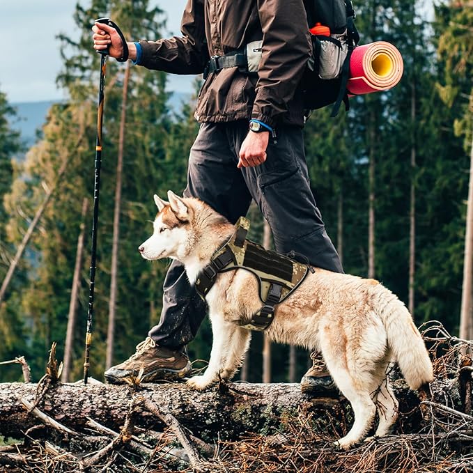 WINGOIN Tactical Dog Harness for Extra Large Dogs, Heavy Duty No Pull Dog Harness with Handle, Adjustable Reflective Military K9 German Shepherd Big Size Dog Vest for Training, Walking, Camo (XL)