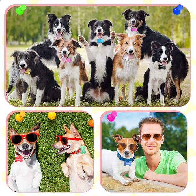 50 Pcs Blank Dog Pet Tags for Engraving 38MM Aluminum Bone Shape Name Tag Colorful Double Sided Dog Cat Phone Number Tag Pendantsnts