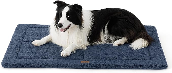 Bedsure Washable Dog Bed for Large Dog, Reversible Foam Floor Dog Mat, Lightweight Travel Flat Pet Beds for Indoor & Outdoor Dogs (44" x 32", Navy)